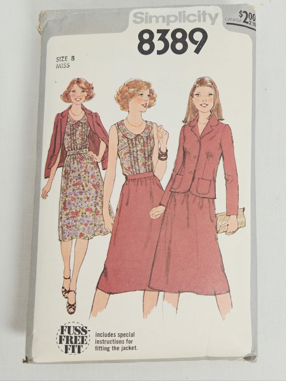 Vintage 1977 Simplicity 8389 Jacket Blouse Skirt Sewing Pattern Size 8 Uncut